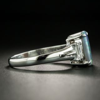 Estate Black Opal and Baguette Diamond Ring
