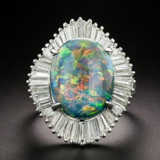 Estate Black Opal and Diamond Ballerina Ring - GIA - 3