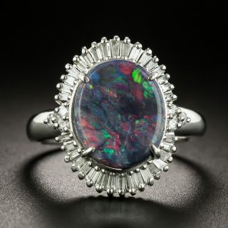 Estate Black Opal and Diamond Halo Ring - 3