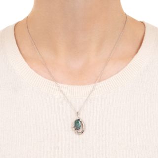 Estate Black Opal and Diamond Necklace 