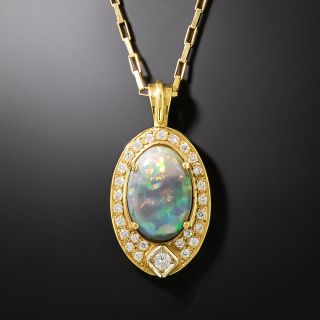  Estate Black Opal and Diamond Pendant - 2