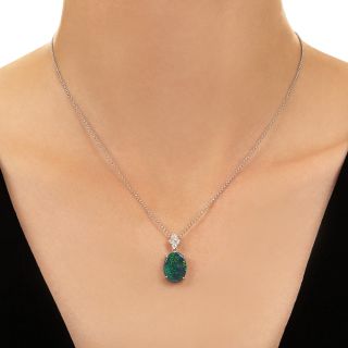 Estate Black Opal and Diamond Pendant