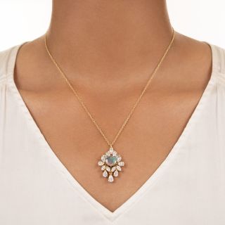 Estate Black Opal and Diamond Pendant, French