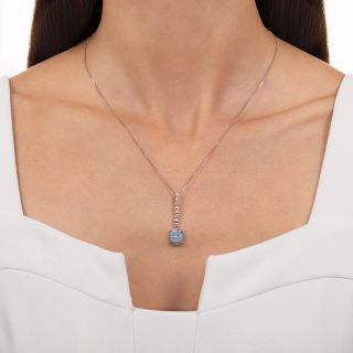 Estate Black Opal and Diamond Pendant
