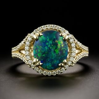 Estate Black Opal and Diamond Ring - 3