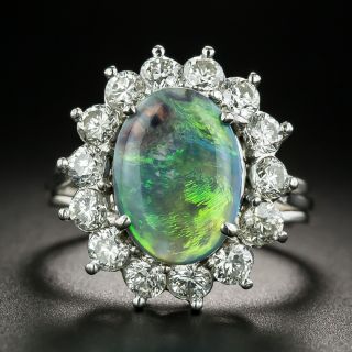 Estate Black Opal and Diamond Ring - 2