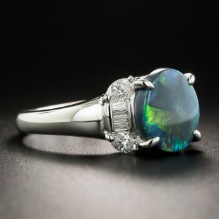 Estate Black Opal and Diamond Ring