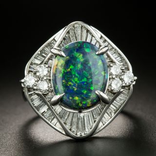 Estate Black Opal and Diamond Ring - 2