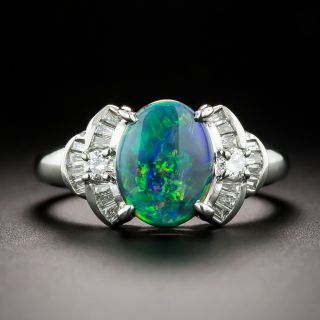 Estate Black Opal and Diamond Ring - 3