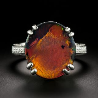 Estate Black Opal and Diamond Ring - 2