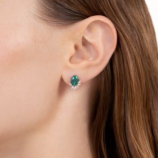 Estate Black Opal and Diamond Stud Earrings