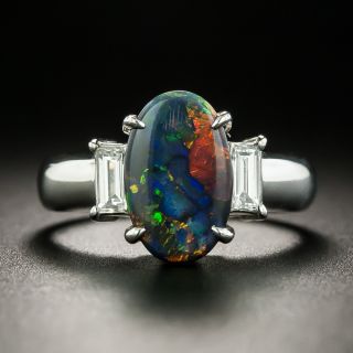 Estate 1.44 Carat Black Opal and Diamond Ring - 1