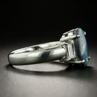Estate Black Opal Platinum Diamond Ring