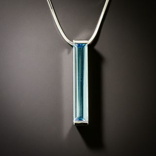 Estate Blue Topaz Bar Pendant - 3