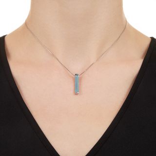 Estate Blue Topaz Bar Pendant