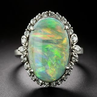 Estate Boulder Opal and Diamond Halo Ring - 3