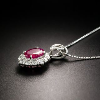 Estate Burma Ruby Platinum Diamond Drop