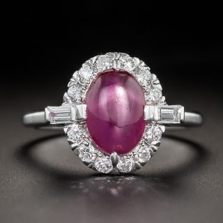 Estate Burma Star Ruby and Diamond Halo Ring - 2