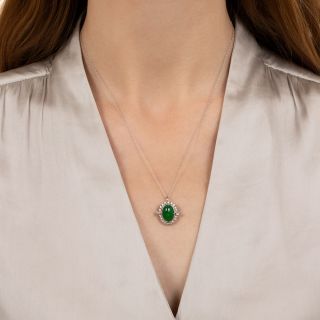 Estate Burmese Jade and Diamond Pendant