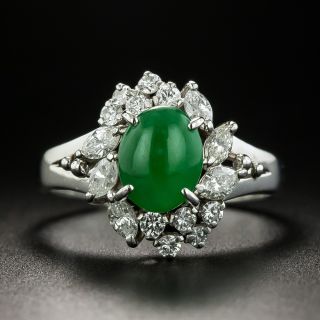 Estate Burmese Jade Cabochon and Diamond Ring - 1