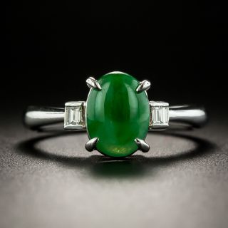 Estate Burmese Jade Cabochon and Diamond Ring - 2
