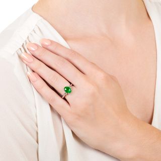 Estate Burmese Jade Cabochon and Diamond Ring