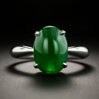 Estate Burmese Jade Solitaire Ring - 3