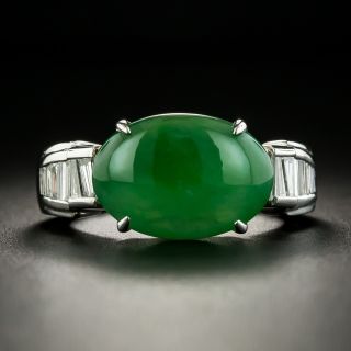 Estate Burmese Jadeite and Diamond Ring - 1