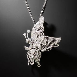 Estate Butterfly Diamond Pendant/Brooch - 2