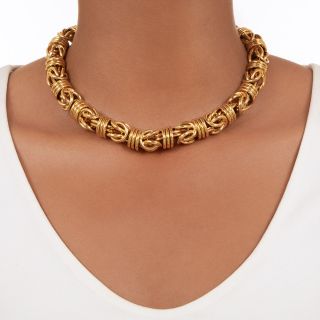 Estate Byzantine Turkish Wide Link Gold Chain