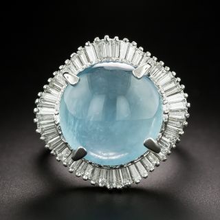 Estate Cabochon Aquamarine and Diamond Ballerina Ring - 2