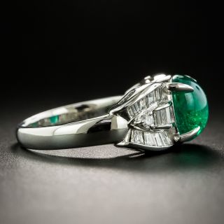 Estate Cabochon Emerald Platinum Diamond Ring