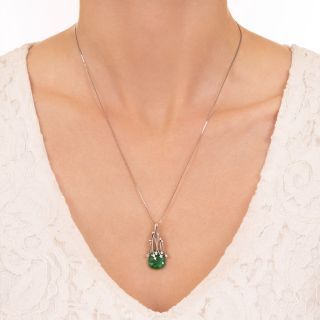 Estate Carved Jade and Diamond Necklace