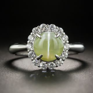 Estate Cat's-Eye Chrysoberyl Diamond Halo Ring - 1