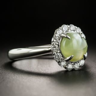 Estate Cat's-Eye Chrysoberyl Diamond Halo Ring