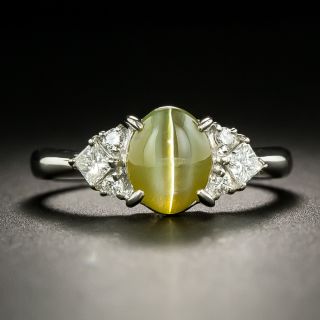 2.15 Carat Cat's-Eye Chrysoberyl and Diamond Ring - 1