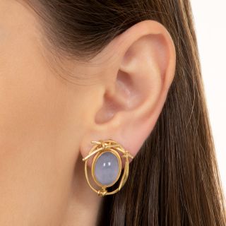 Estate Chalcedony Earrings by Carolyn Morris Bach