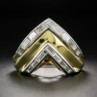 Estate Chevron Diamond Ring - 1