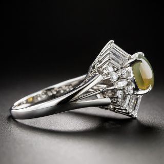 Estate Chrysoberyl Cat's-Eye and Diamond Ring