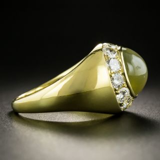 Estate Chrysoberyl Cat's-Eye and Diamond Ring