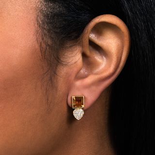 Estate Citrine and Diamond Earrings