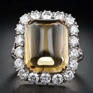 Estate Citrine and Diamond Ring