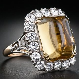 Estate Citrine and Diamond Ring