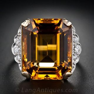 Estate Citrine & Diamond Ring