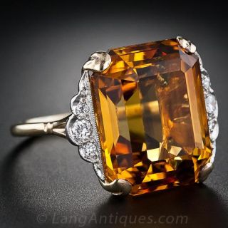 Estate Citrine & Diamond Ring
