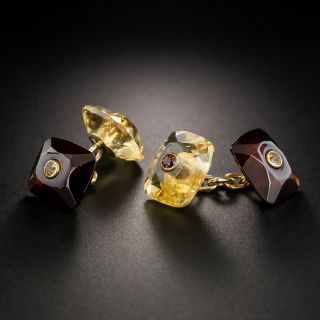 Estate Citrine and Garnet Cufflinks by Trianon - 2