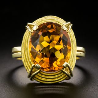 Estate Citrine Wire-Wrap 18K Ring - 2
