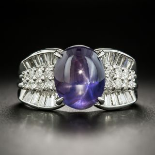 Estate Color Change Star Sapphire and  Diamond Ring - 1