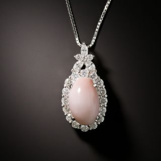 Estate Conch Pearl and Diamond Pendant - 1