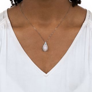 Estate Conch Pearl and Diamond Pendant